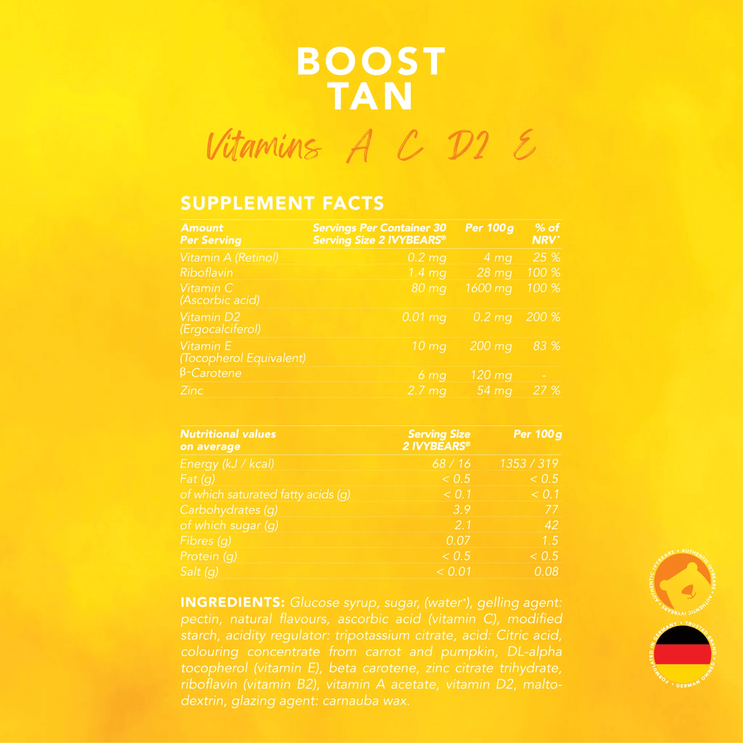 Ivybears Boost Tan supplement  – vitamins for natural golden glow